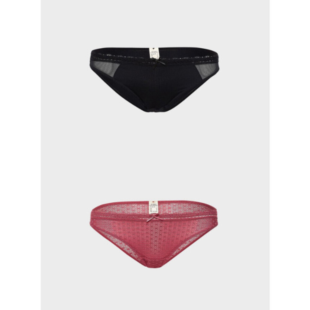 Dorina Reese Lace Brazilian Brief 2-Pack In Black/Pink Size XS